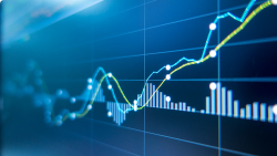 Data chart with line graph showing market trend.