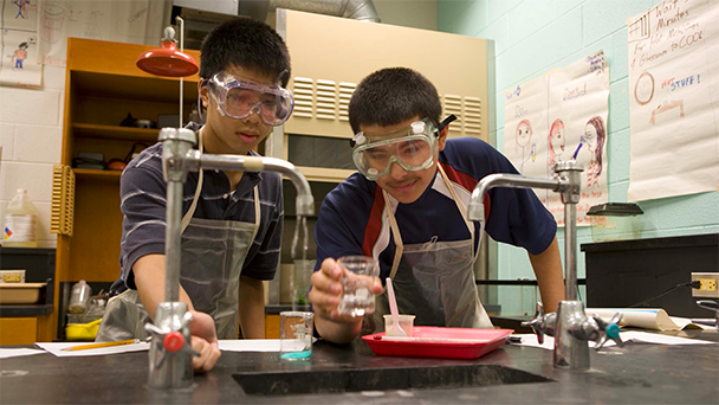 Students in science lab.