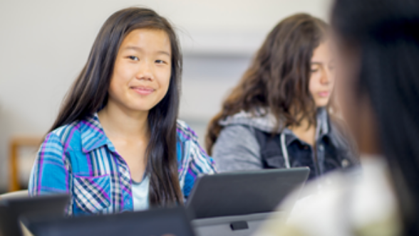 Students with tablets.