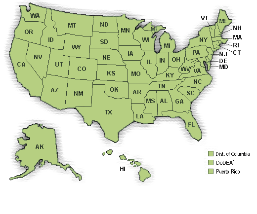 Clickable map of the U.S. and jurisdictions participating in the NAEP 2022 Mathematics State Assessment