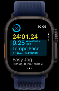 Custom Workouts demonstrating how many miles left and the amount of time they’ve been running.