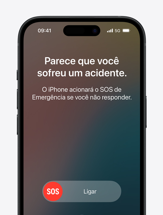 O iPhone mostra uma mensagem de segurança depois de identificar automaticamente um acidente grave de carro.