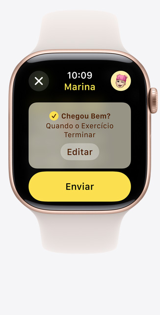 Tela do Chegou Bem no app Exercício do Apple Watch Series 10. 