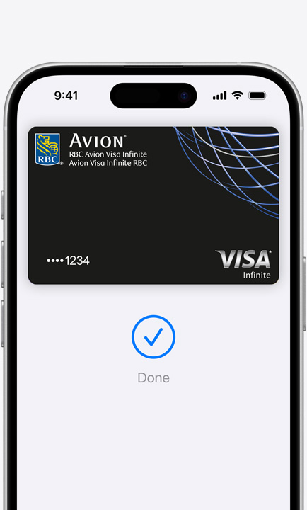 Apple Pay credit card on screen.