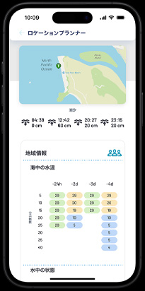 ロケーションプランニングの一部として表示される現地の状況。