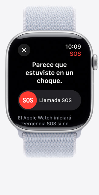 Pantalla de un Apple Watch Series 10 con una notificación de Detección de Caídas.