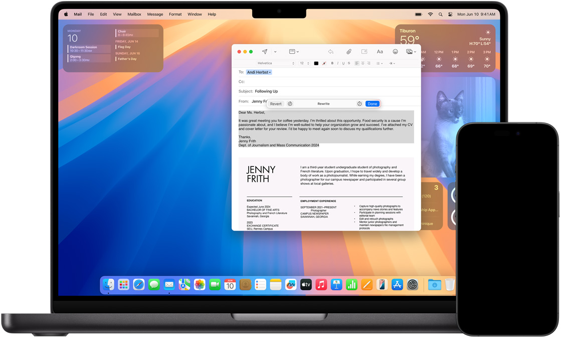 iPhone and Mac showing Writing Tools