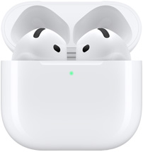 Vista frontal dos AirPods 4