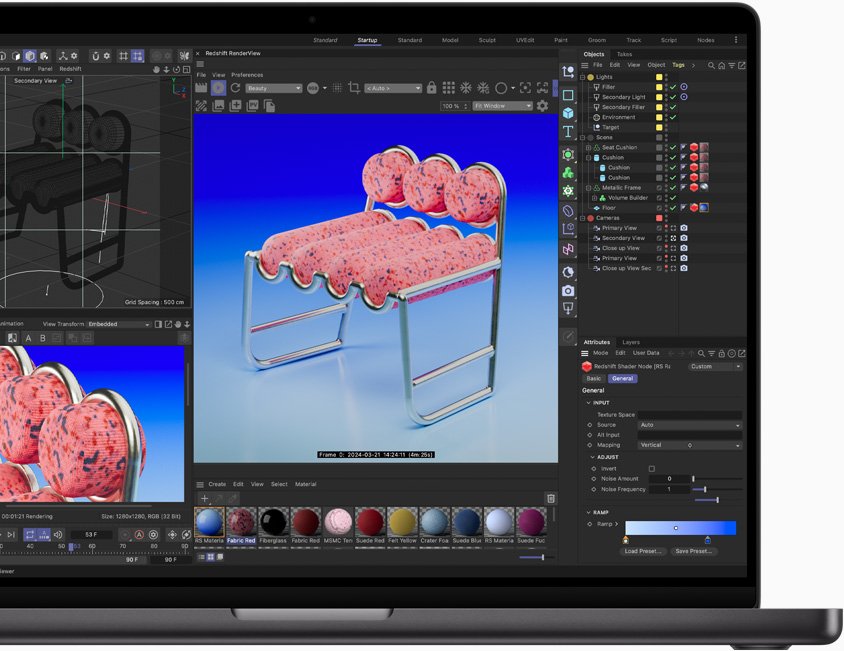 Cinema 4D แสดงอยู่บน MacBook Pro