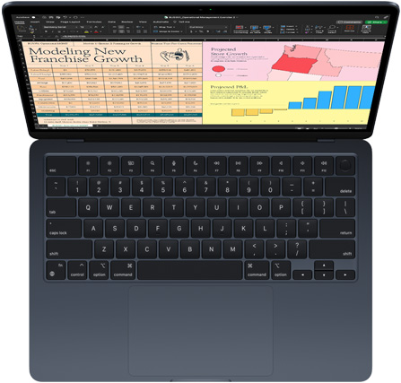 Microsoft Excel แสดงอยู่บน MacBook Air