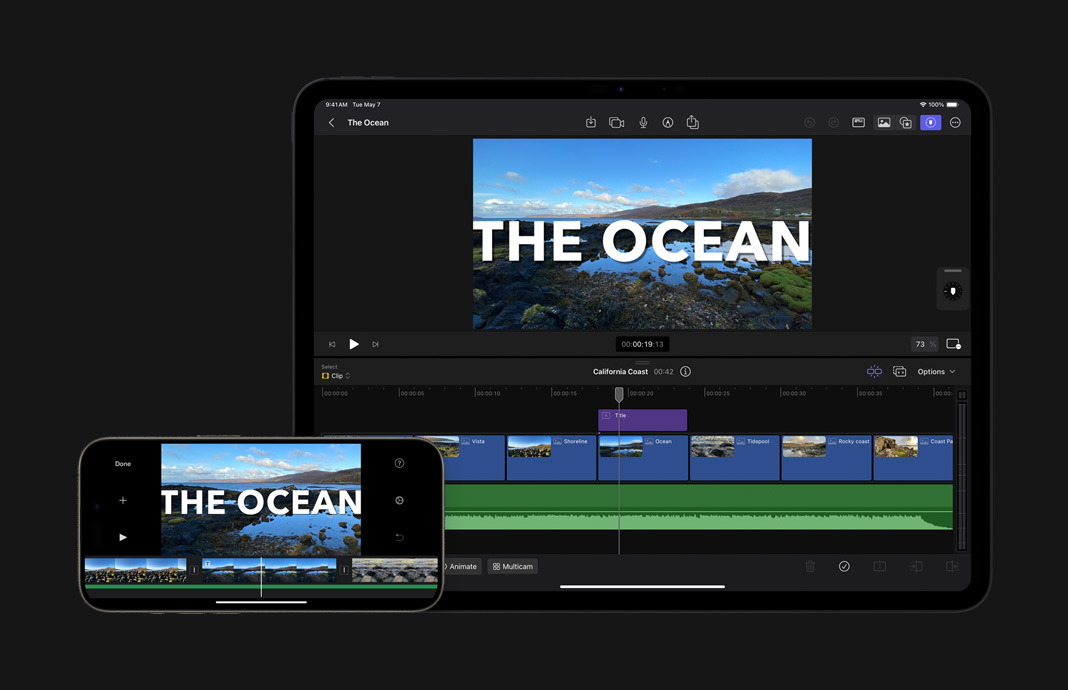 使用 iPad 版 Final Cut Pro 開啟 iOS 版 iMovie 專案進行修飾。