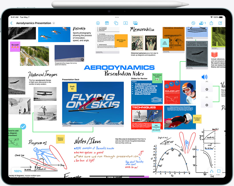 iPad Air, i liggende format, Apple Pencil Pro er festet