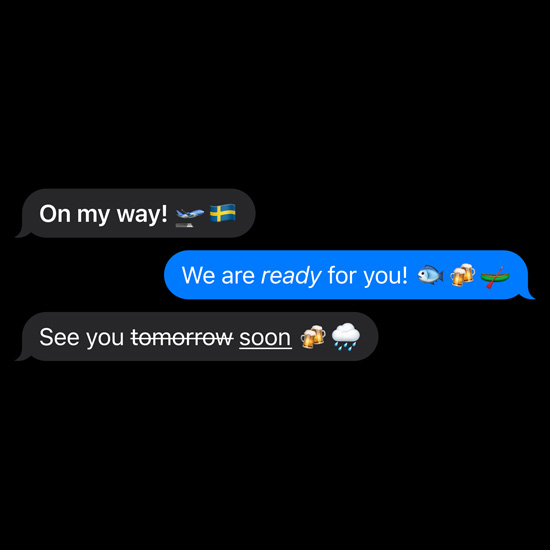 O demonstrație a efectelor pe cuvinte și emoji în iMessage