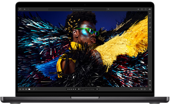 Liquid Retina XDR 디스플레이를 보여주는 MacBook Pro 14