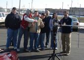 Charlie Cantrill and his students prepare for a satellite contact outside.