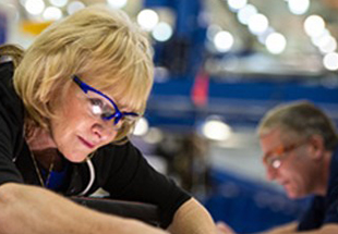 Woman working in a Boeing factory