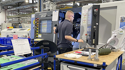 Fabrication specialist Matthew Kingston prepares a new order at the Sheffield factory (Teresa Kuhn photo).