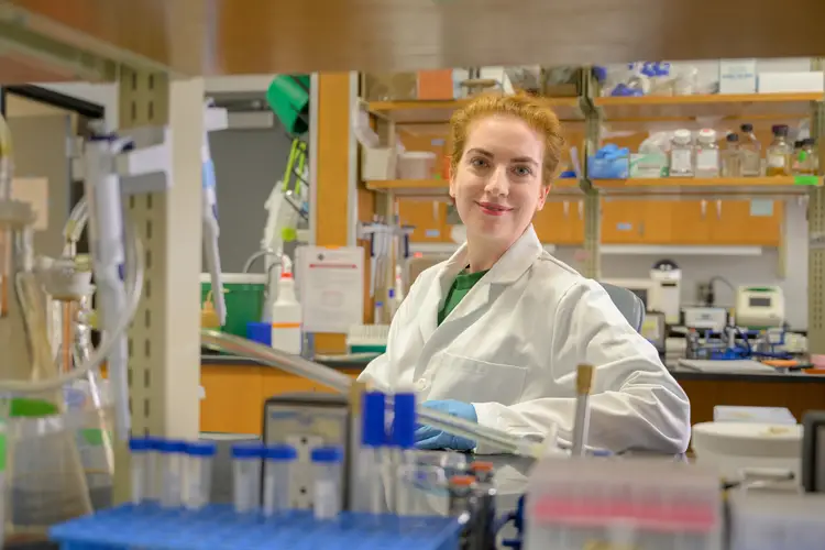 Catherine Armbruster in a lab.