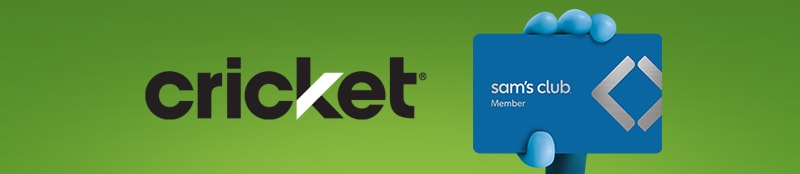 Cricket logo with Sam's Club membership card