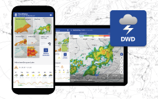 WarnwetterApp-Screenshot auf Smartphone und Tablet