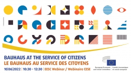 Logo of webinar Bauhaus at the service of citizens