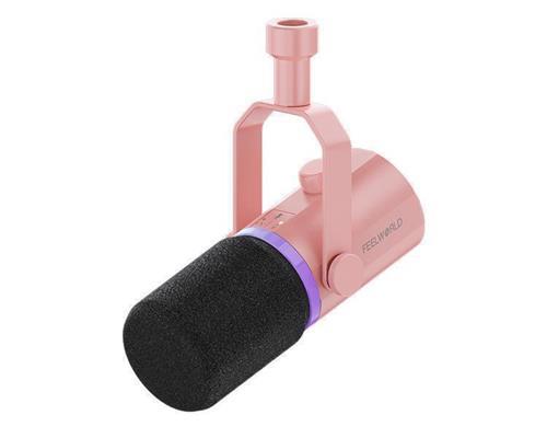 FEELWORLD PM1 XLR/USB Dynamic Microphone for Podcasting Recording Gaming Live Streaming (Pink)