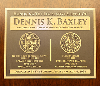 Photo of Sen. Baxley Plaque