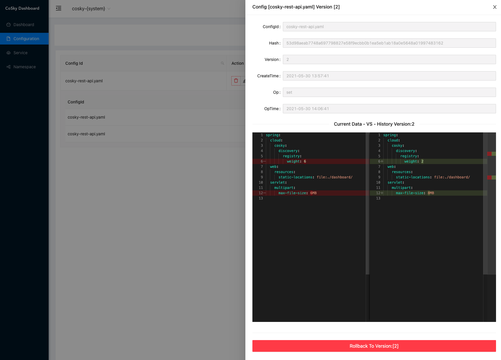 CoSky-Dashboard-config-rollback