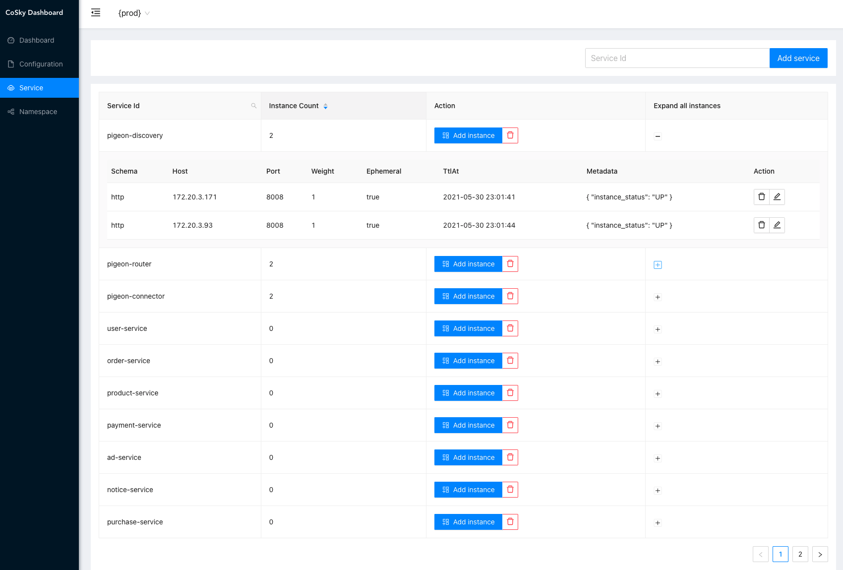 CoSky-Dashboard-service