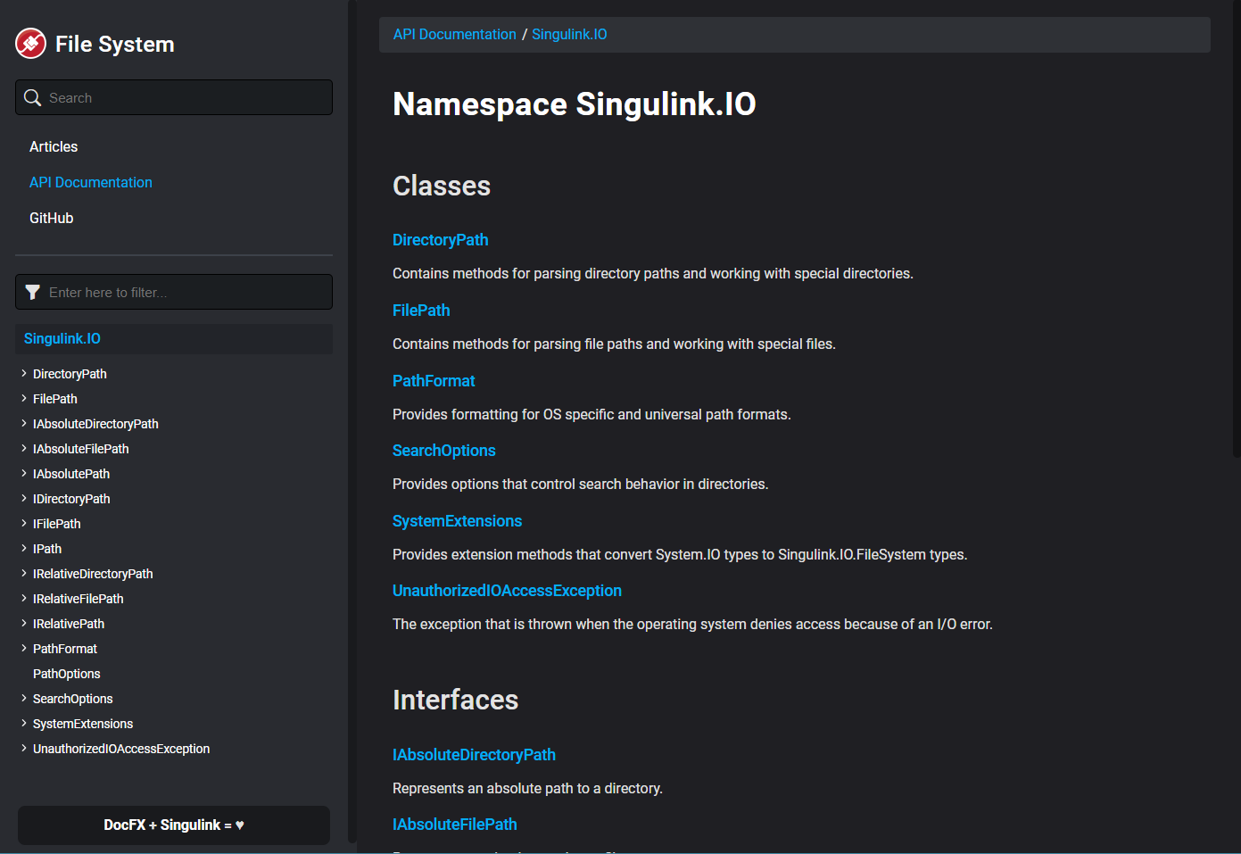 Namespace Page Screenshot