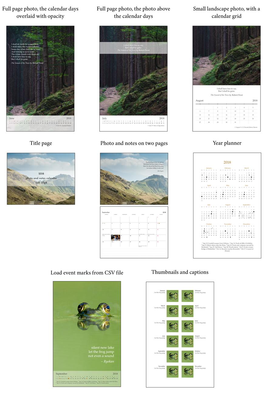 wallcalendar layouts