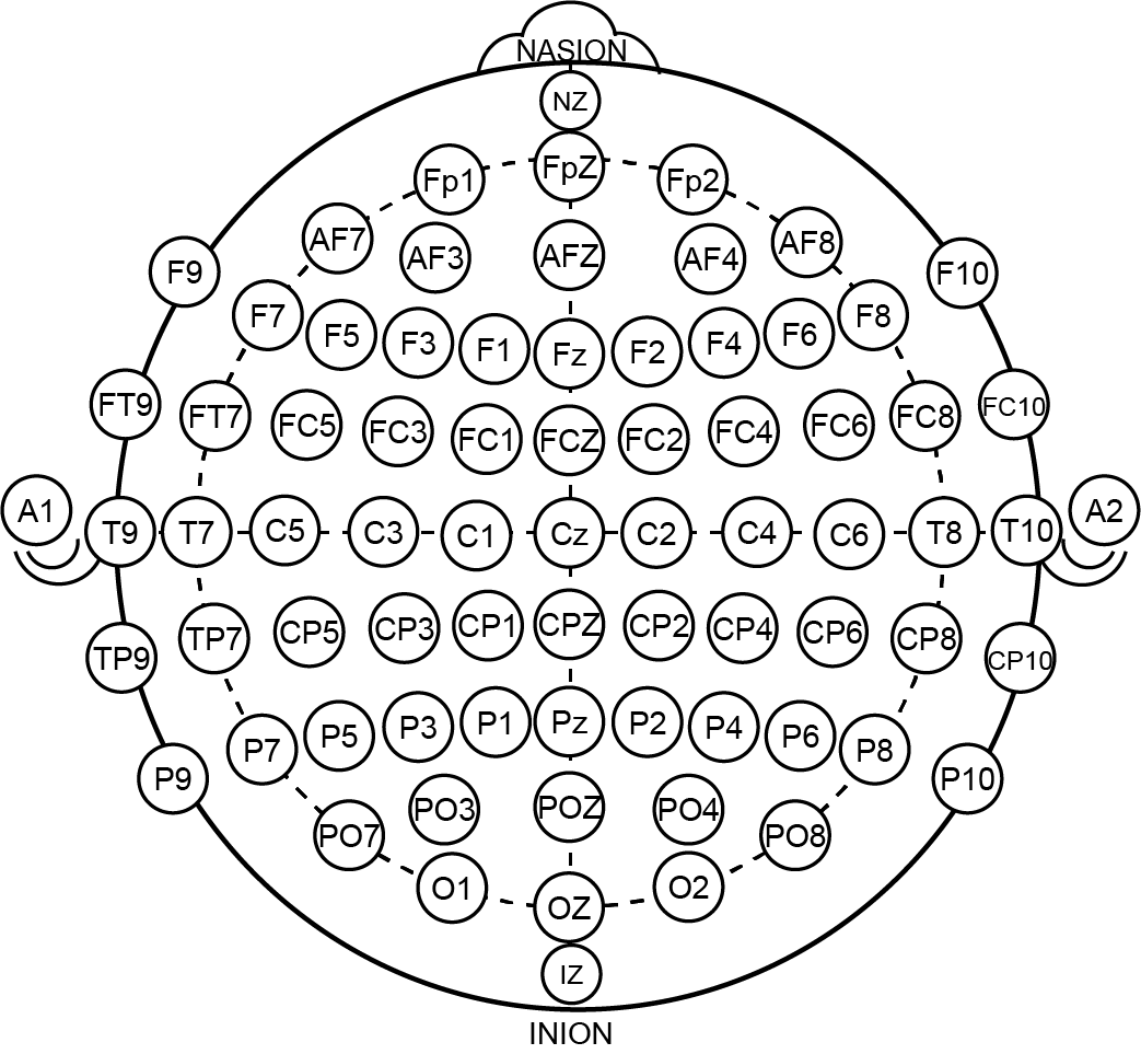 Brain Computer Interfacing 10-20 EEG system diagram