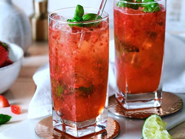 Strawberry and basil mule