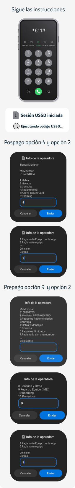 instructivo imei Marca *611# movistar