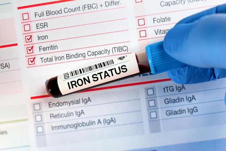 An iron blood test is shown.