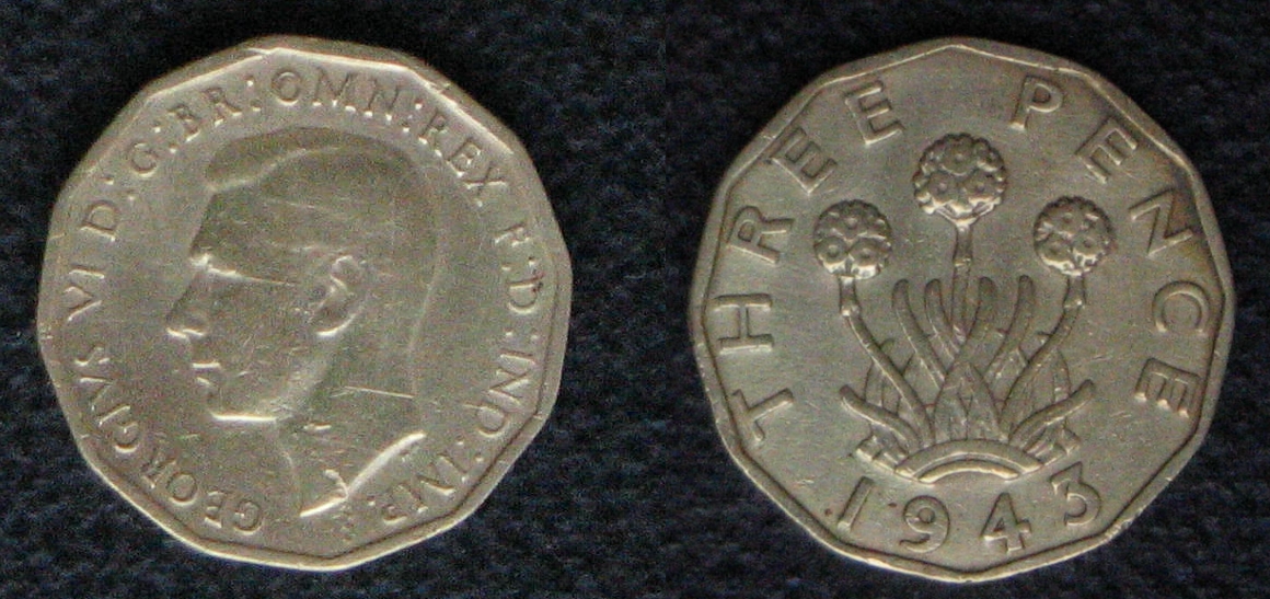 Threepence piece, Public domain, via Wikimedia Commons