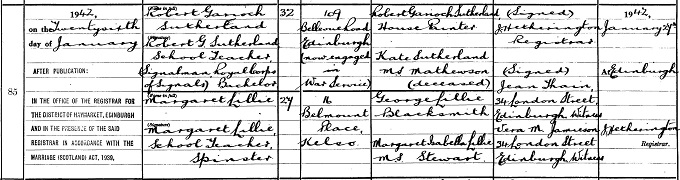 Marriage entry for Robert Garioch