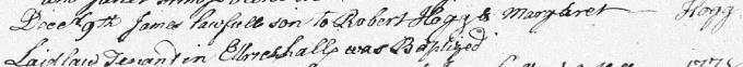 Baptism entry for James Hogg