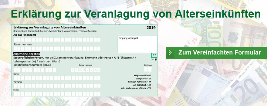 Verlinkung zum Formular "Erklärung zur Veranlagung von Alterseinkünften"