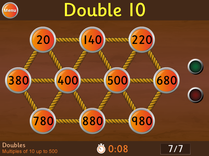 Doubles - Multiples of 10 up to 500 Game