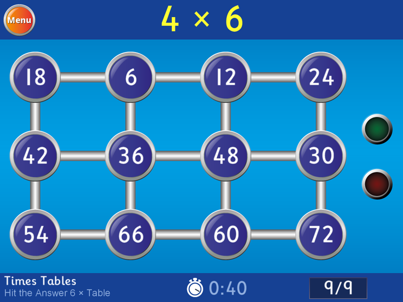 Times Tables - Hit the Answer 6 × Table Game