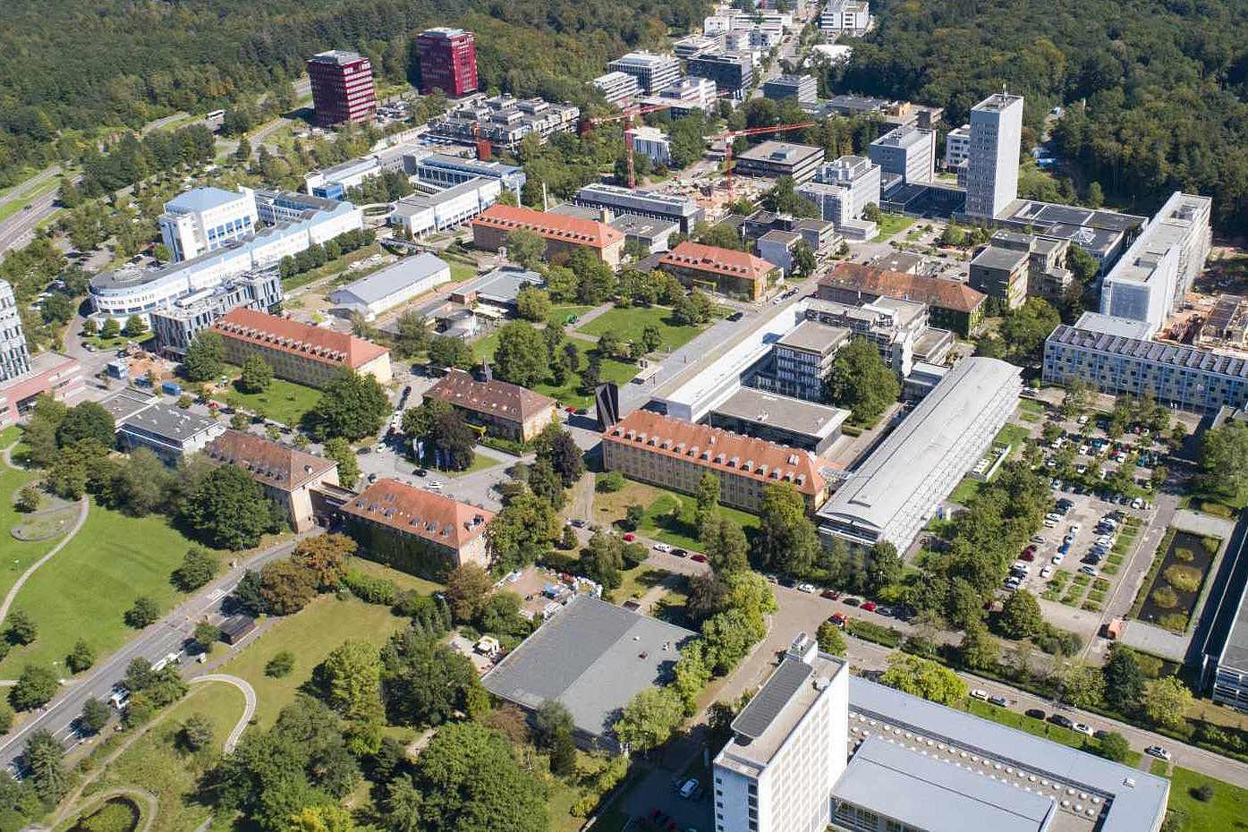 Der Campus Saarbrücken der Universität des Saarlandes von oben