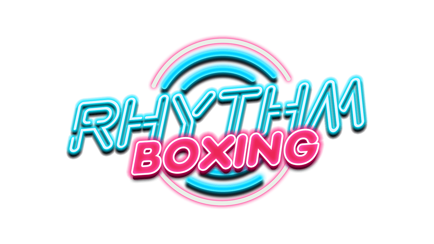 Man and woman punching. VR avatars punching in Rhythm Boxing. VR game.