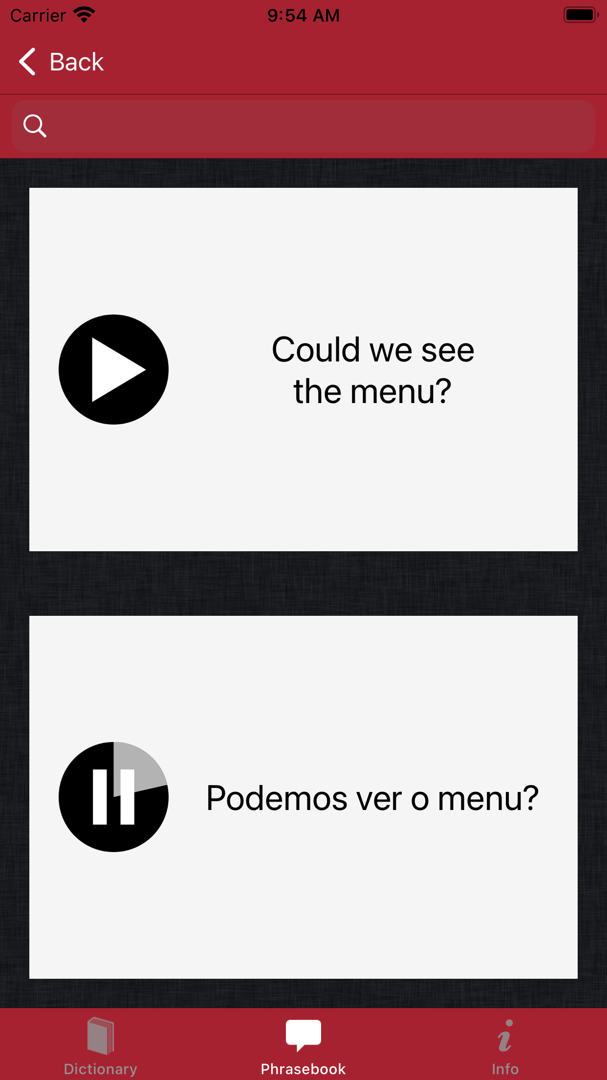 phrasebook playback screenshot