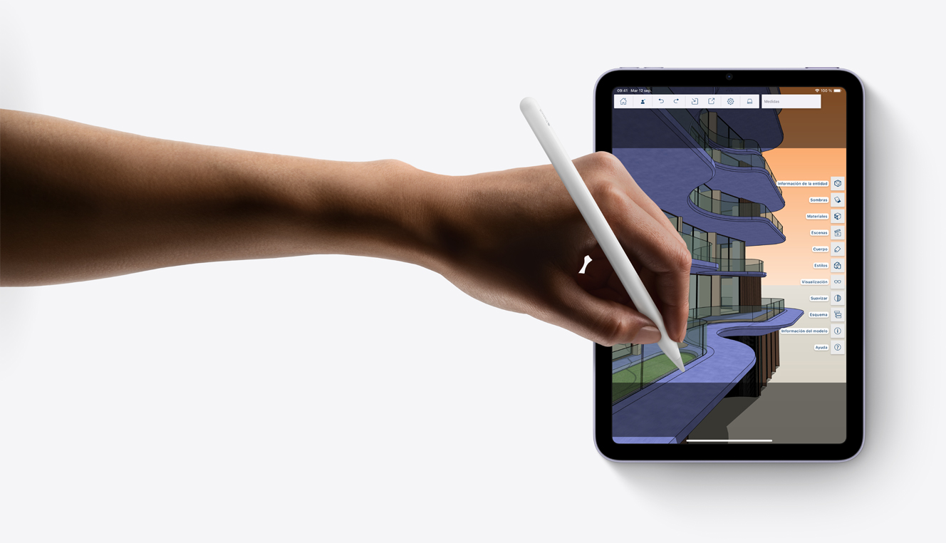 Uso de la app SketchUp con el Apple Pencil en el iPad mini