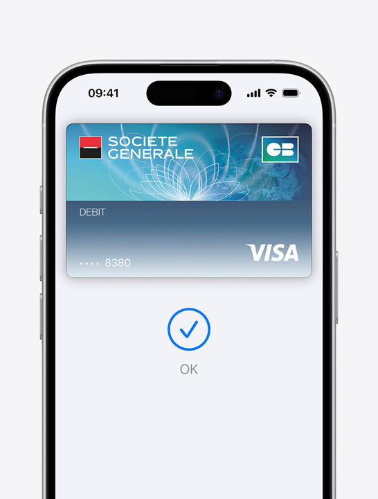 Carte bancaire Apple Pay affichée à l’écran.