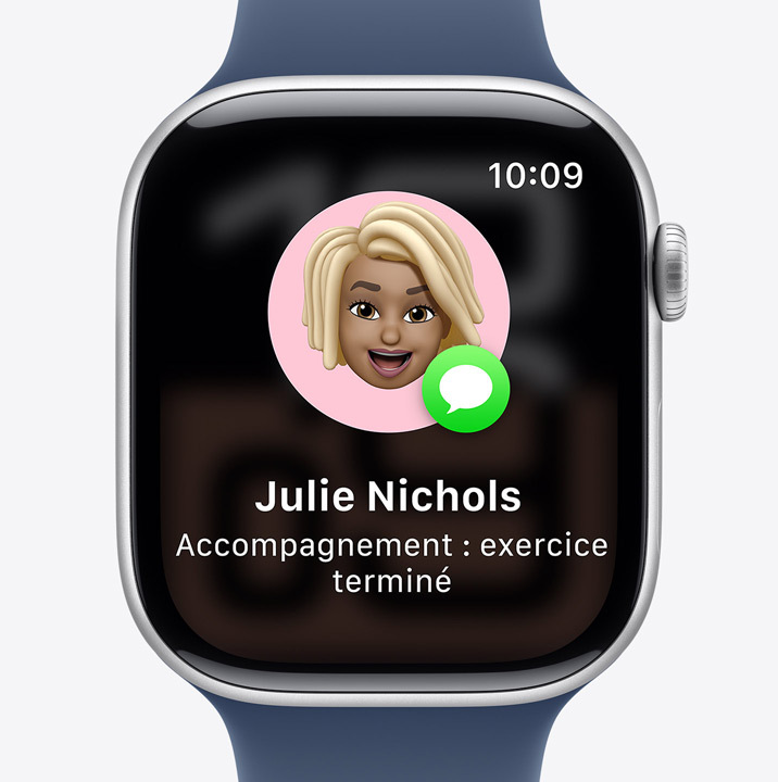 L’écran Accompagnement sur l’Apple Watch indique qu’une personne proche a terminé son entraînement.