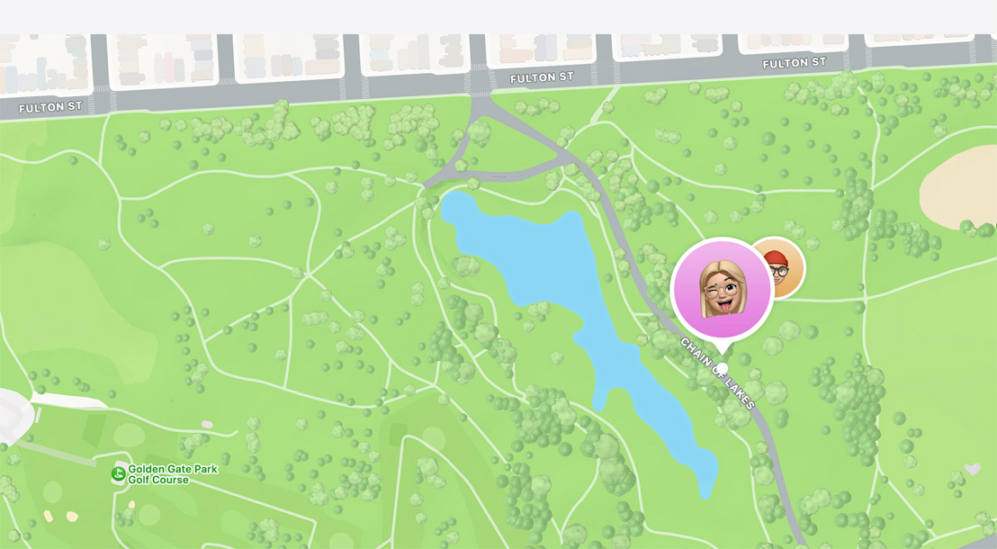 The Find My app showing where friends are located on a map.