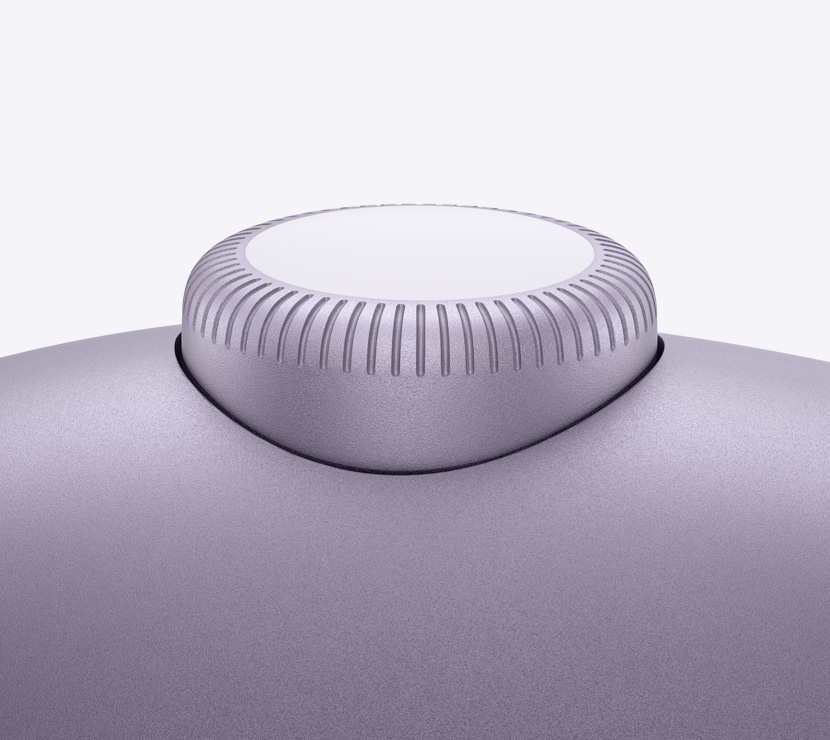 Detailný záber na korunku Digital Crown slúchadiel AirPods Max.