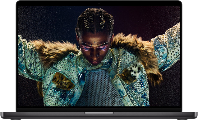 Liquid Retina XDR ekranını gösteren 16 inç MacBook Pro